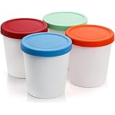 Peohud 4 Pack Ice Cream Containers, Silicone IceCream Tubs with Lid, 1 Quart Reusable Freezer Storage Tubs with Lids for Ice 