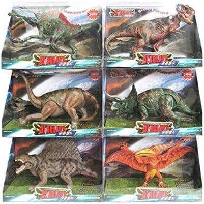 WORLDDISTRIBUTION Figures 6pcs Tyrannosaurus Triceratops Spinosaurus Pteranodon Brachiosaurus Dimetrodon Plastic Model Toys Dinosaur Big Large Robot Gifts