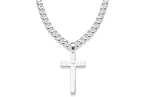 Jewow Bijoux Acier Inoxydable Collier Bible Prière Religieux Croix Pendentif pour Les Homme