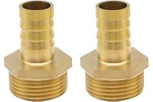 YDHfdc Pack of 2 Brass Hose Nozzle Hose Fitting 1 Inch 19 mm Outer Pipe Adapter for Water, Fuel and Air Lines Used