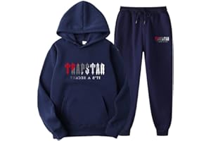 XYYYHTL Trapstar Tracksuit Tracksuit Mens Full Set Jogging Set Hooded Jacket + Trousers Pants Trapstar Pocket Tracksuit Unisex with Letter Print Suit for Autumn and Winter Trapstar Coat