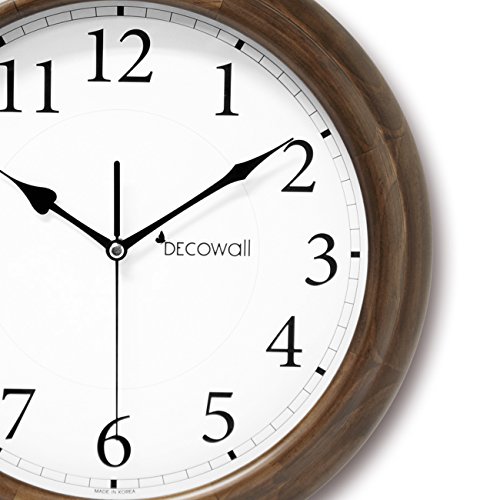 Decowall DSH-W32BS Nicht Tickende Stille Holz Wanduhr Modern für Wohnzimmer Küche Büro (Braun, 32cm) - 3