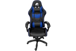 MT DISTRIBUTION Panthek Sedia Gaming Colore Blu in similpelle ergonomica confortevole sedia da gioco altezza regolabile schienale e supporto lombare regolabile poggiatesta compreso