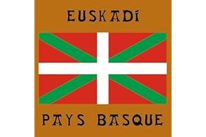 JVM - Autocollant sticker tuning pour voiture, boite à lettre, pc ordinateur portable laptop : (sur fond marron, Lot de 2 - Drapeau Pays Basque Euskadi 12x12 cm)