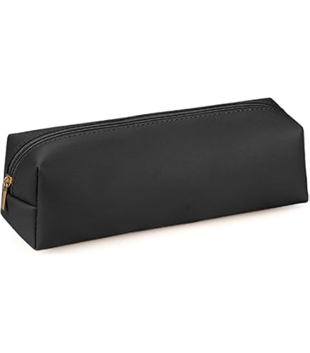 QINERSAW Astuccio In Pelle PU Nero Con Cerniera - Portapenne 20,5x6x6 Cm Grande Capacità Per Scuola E Ufficio