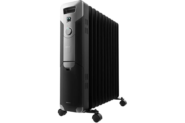 Cecotec Radiateur électrique à huile ReadyWarm 11000 Space Black 11 modules, faible consommation d'énergie, 2500 W, 3 niveaux, collecteur de câbles, système de sécurité, 25 m2