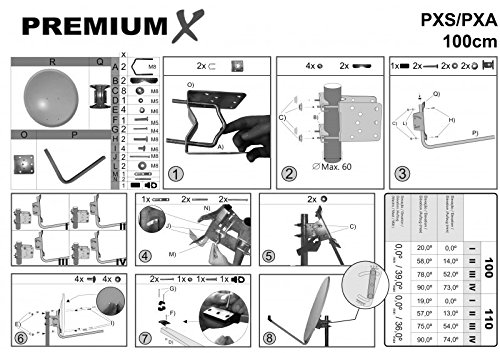 100cm SAT ANTENNE Schüssel Spiegel in Hellgrau Stahl + Quad 0,1dB LNB FULLHD OPTICUM SCHÜSSEL 3D HDTV NEU!!! - 5