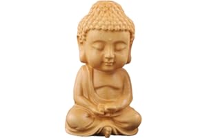 YSTJKD Buddha Figures Sculpture Buda De Madera Tallada a Mano Estatua De Buda De Meditación Pequeña Escultura De Buda Decorativo Sentado Decoración Interior del Interior del Coche En Casa 1 Pcs