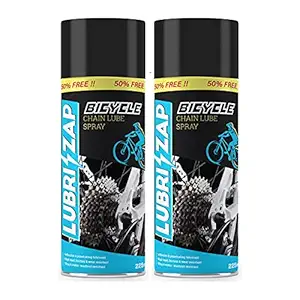 LUBRIZAP Bicycle Chain Lube Spray for All Bicycle, Wear Resistant Lubricant Clean Chain Spray for Improve Chain Life & Performance - Cycle Accessories - (225 ml) - Pack of 2