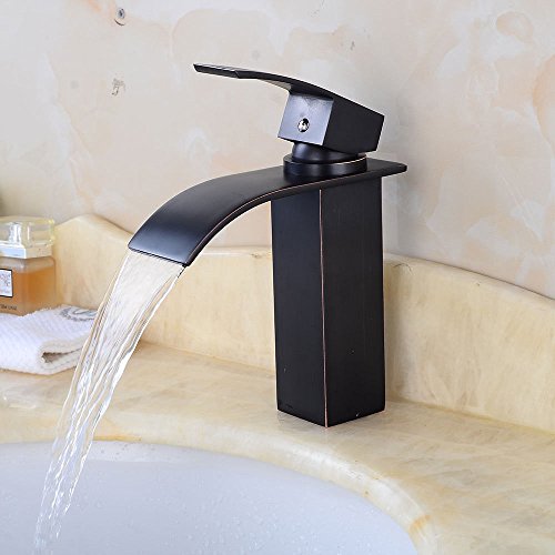 Preisvergleich Produktbild Lalaky Badezimmer Wasserhahn Küche Wasserhahn Spültischarmatur Spülbecken Waschtischarmatur Mischbatterie Wasserfall Antik Messing Ein-Griff-Einloch Für Badezimmer Und Küchen