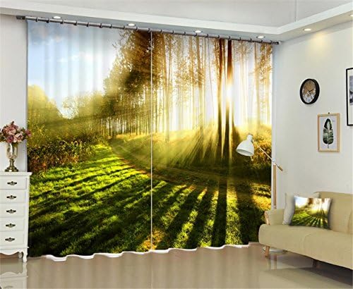 XFKL Fresh jungle sunshine 3D printing Blackout Curtains Home Decor Room Darkening Noise Reducing Solid Blackout Kitchen Living Room Bedroom Bay Window / Home Decoration , 80*95 inch