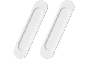 MOROBOR Lot de 2 poignées de porte coulissante ovales auto-adhésives en alliage d'aluminium blanc chaud sans perforation pour porte de grange coulissante, fenêtres, armoires / 15 cm