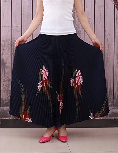 Relaxfeel Women's High Waist Ruched Formal Long Maxi Pleated Skirt