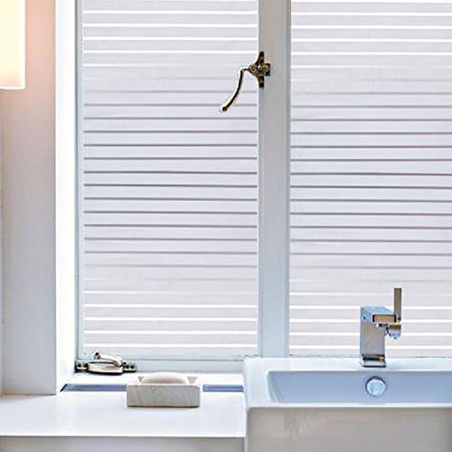 Zanbringe 17.7x78.7 Inches(45x200CM) Non-Adhesive Home &amp; Office Semi-Privacy Fine Striped Static Cling Window Film
