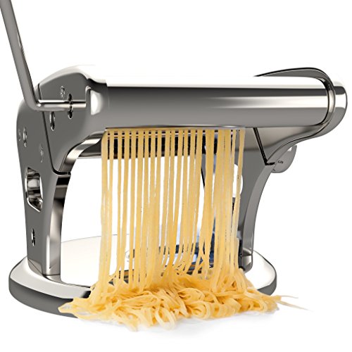 bonVIVO® Pasta Mia (NEUES DESIGN) Nudelmaschine aus Edelstahl in Chrom-Look, für den italienischen Pasta-Genuss aus der eigenen Küche, mit rutschfesten Ansaugsockel - 6