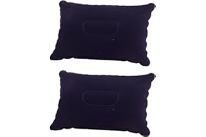 PRYON 2 Pcs Inflatable Pillow,Camping Pillows Outdoor Cushions Travel Beach Accessories Seat Blow Up Beachs Essentials Sun Lounger Small Picnic Accessory Back Support Blue 22/34cm,for Adults Kids Airplane