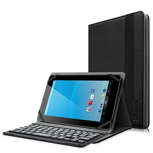 Fintie Bluetooth Tastatur Keyboard Hülle für Universales 7-8 Zoll Android Tablet, Hochwertiges Kunstleder Folio Tasche mit Abnehmbare Bluetooth-Tastatur für Samsung Galaxy tab A 7.0, Alldaymall A88T Pro 7 Zoll / A88X 7 Zoll, iRULU 7 Zoll, Medion Lifetab P8311 / P8312 / S8312 / S8311,Medion MD99443 8 zoll, Lenovo Tab 2 A7-10 / A7-30 / A7-20, Huawei MediaPad M2 8 / Mediapad X2 7, Dragon Touch Y88X 7 Zoll Tablet und Andere Android Tablet PC, Schwarz