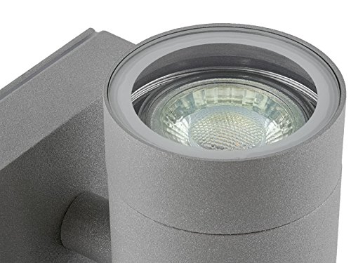 LED Wand-leuchte Up & Down IP54 für Außen inkl.2x LED Leuchtmittel 3W warm-weiß 2700K für 230V | Oberfläche Alu Grau | Modernes Design - 3