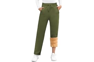 Voqeen Mujer Pantalones de chándal Forrados de Sherpa de Forro Polar Térmico Invierno Gruesos y Peludos Pantalones de Chándal Cálidos con Cordón y Bolsillos