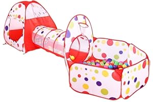 AAJ Kids Play Tent and Tunnel | Garden Playhouse Tent for Boys Girls Indoor-outdoor | 3 in 1 Pop Up Tents Ball Pit | Carrying bag | Ball Not Included (Red)