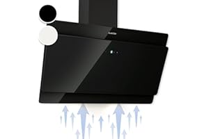 Klarstein Campana Extractora Cocina Montaje Pared con Filtro Aluminio Antigrasa para Lavavajillas, Flujo Aire 607m³/h, LEDs, Controles Táctil