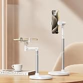 Coverzone Jopree X66F | Ayarlanabilir Telefon Standı 360&deg; D&ouml;ner, Canlı Yayın/&Ccedil;ekim İ&ccedil;in Ergonomik Masa&uuml;st&uuml; Tutucu, Al&uuml;minyum 