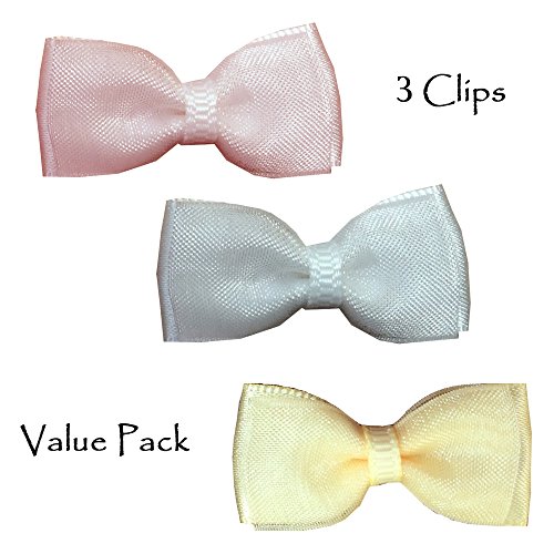 Baby Wispy Clippy - Organza hair bows - Best No Slip Barrette for Fine Hair (Pack 7: Pink/White/Yellow)
