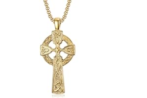 BOBIJOO Jewelry - Pendentif Collier Homme Croix Nimbée Celtique Latine Noeud Acier INOX 316L Plaqué Doré Or Chaîne