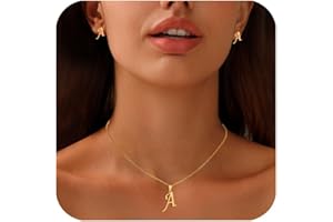 APMGONT Gold Initial Necklaces for Women, Stainless Steel Gold Initial A-Z Letter Pendant Necklace Gold Initial Earrings Jewellery Gifts for Women Teen Girls