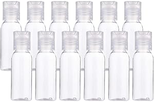 BENECREAT 24 Pack 30ml Botellas Transparente de Viaje para Cosmético con Tapa Presión Contenedores Vacíos de Plástico Pet para Jabón de Manos Limpiador Facial, Botellas Recargables y Portátil