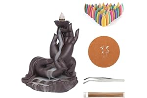 YYW Incenso a cascata a forma di mano a riflusso bruciatore di incenso, set di bastoncini di incenso, 1 porta incenso + 20 coni + 30 bastoncini di incenso + 1 tampone+1 pinzetta