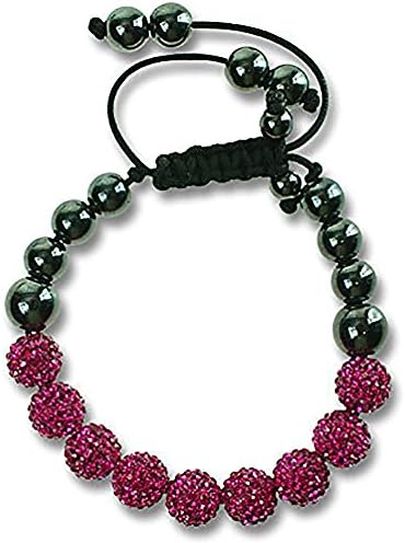 Janeo Shamballa JewelleryShamballa Crystal Balls Jewellery Bangle Bracelet, Cord Platted CZ Czech Crystals. Unique & Modern Statement Accessory, Adjustable Cuff Size, Great Gift Idea Her Under £5 by Janeo Jewels