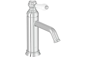 Jacob Delafon - Mitigeur lavabo Louise - Design Rétro, poignée céramique - Économie d’eau - Installation facile - 17x23,20x5,5 cm - Finition Chrome - E24360-CP