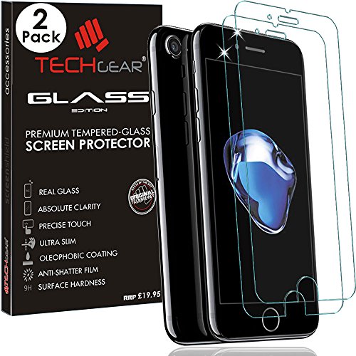 [2 Pack of] TECHGEARÂ® Apple iPhone 8 Plus, iPhone 7 Plus (5.5 Inch) GLASS Edition Genuine Tempered Glass Screen Protector Guard Cover