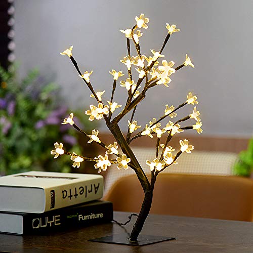 Gartenlicht 48 LED Lichterbaum mit Kirschblüten 45cm Lichtbaum Weihnachtsbeleuchtung Dekorationen für Haus Party Hochzeit Festival Weihnachten-Warm