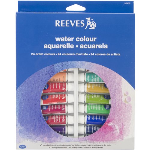REEVES Aquarellfarben Sets, hohe Pigmentierung, 24 Farben in 10ml Tuben
