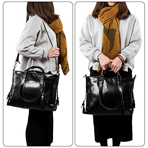 S-ZONE Frauen 3-Weg-Tragen Echtes Leder Tasche Handtasche Schultertasche