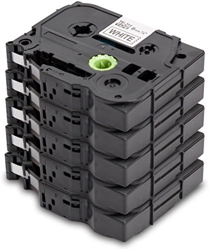 5X Labelling Tape Compatible to Brother TZe-211 | Black on White 6mmx8m|Suitable for P-Touch 1000 1010 1090 1830VP 2030VP 2100VP 2430PC 2470 2730VP 7100VP 7600VP H100 H300 D200 and Other P-Touch