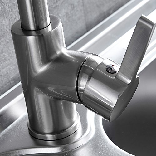 Wasserhahn Einhebelmischer Küche Armatur Spültisch Mischbatterie 360° schwenkbar Niederdruck - 4