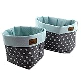 Utensilo Stoffkörbchen Aufbewahrungsbox Korb aus Baumwolle 2er Set Stern rosa blau grau mint NEU ❤ SmukkeDesign