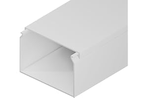 EDO Goulotte de Câble 60x40 mm Cache-Câble Blanc 2m - Goulotte PVC avec Couvercle à Clipser - Cache Câble Mural en Saillie - Goulotte Décorative TV, Bureau, Salon