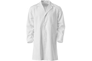 IMJONO Blouse Blanche Enfant 7-18 Ans, Fille ou Garcon, Cours de Physique-Chimie, Laboratoire Manches Longues/étudiant Scolaire，100% Coton Manteau Blanc（Blanc,13-14 Ans