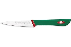 Sanelli Premana Professional Coltello Spelucchino, Acciaio Inossidabile, Verde/Rosso, 10 cm