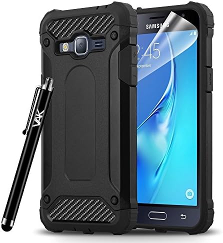 Samsung Galaxy A3 2016 Case (A310F) - Dual Layer Ultra Light Armor ShockProof Strong Case Rugged Grip Silicone Slim Protective Designer Matte Hard Case Heavy Duty Protection Cover for Samsung Galaxy A3 2016 with Touch Stylus Pen (Black)