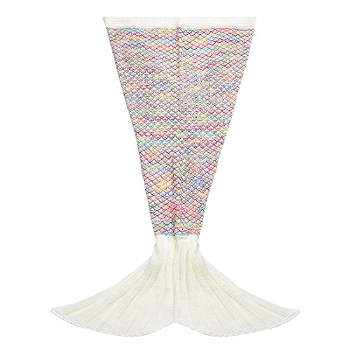 YiZYiF Meerjungfrau Flosse Decke Handgemachte Gestrickte Baby Schlafsack Wohnzimmer Kuscheldecke Sofa Decke für Erwachsene und Kinder Größen in S, M, L - 4