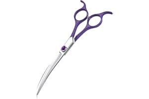 Moontay 16,5 cm gebogene Fellschere für Hunde, Katzen und Haustiere, professionelle Fellschere für Hunde, Katzen und Haustiere, gebogene Schere 440C japanische Edelstahlklinge