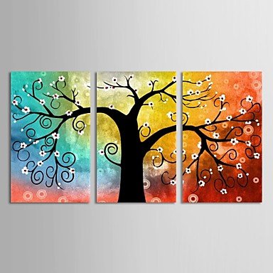 Leinwand-Set von 3 botanisch bunt hoffnungsvolle Lebensbaum Leinwand Druck fertig zum Aufh?ngen , 20″ x 28″ - 2