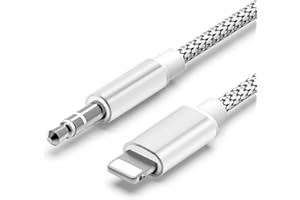 SER FLYMON Auto AUX Kabel für iPhone, [MFi-zertifiziert] Audiokabel auf 3.5mm Audio für iPhone 11/11Pro/8/7 Plus/X/XS/XR/12/12 Pro/SE 2022/14/14 Plus/14 Pro Max Car Audio, Lautsprecher-Silber Schwarz-1M