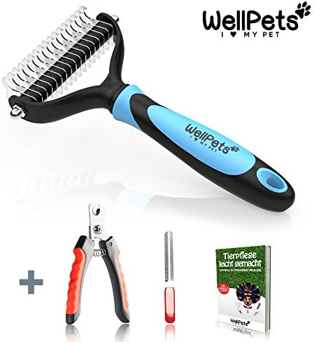 You Create Stress Free – Effective Undercoat Fur Brush Comb Dog &amp; Cat Brush + Bonus Safe Nail Clipper, Nail File and eBook Animal Care – For Dogs &amp; Cats