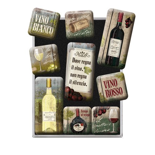 Nostalgic-Art 83057 Bier und Spirituosen Vino Rosso Bianco, Magnet-Set, 9-teilig - 2